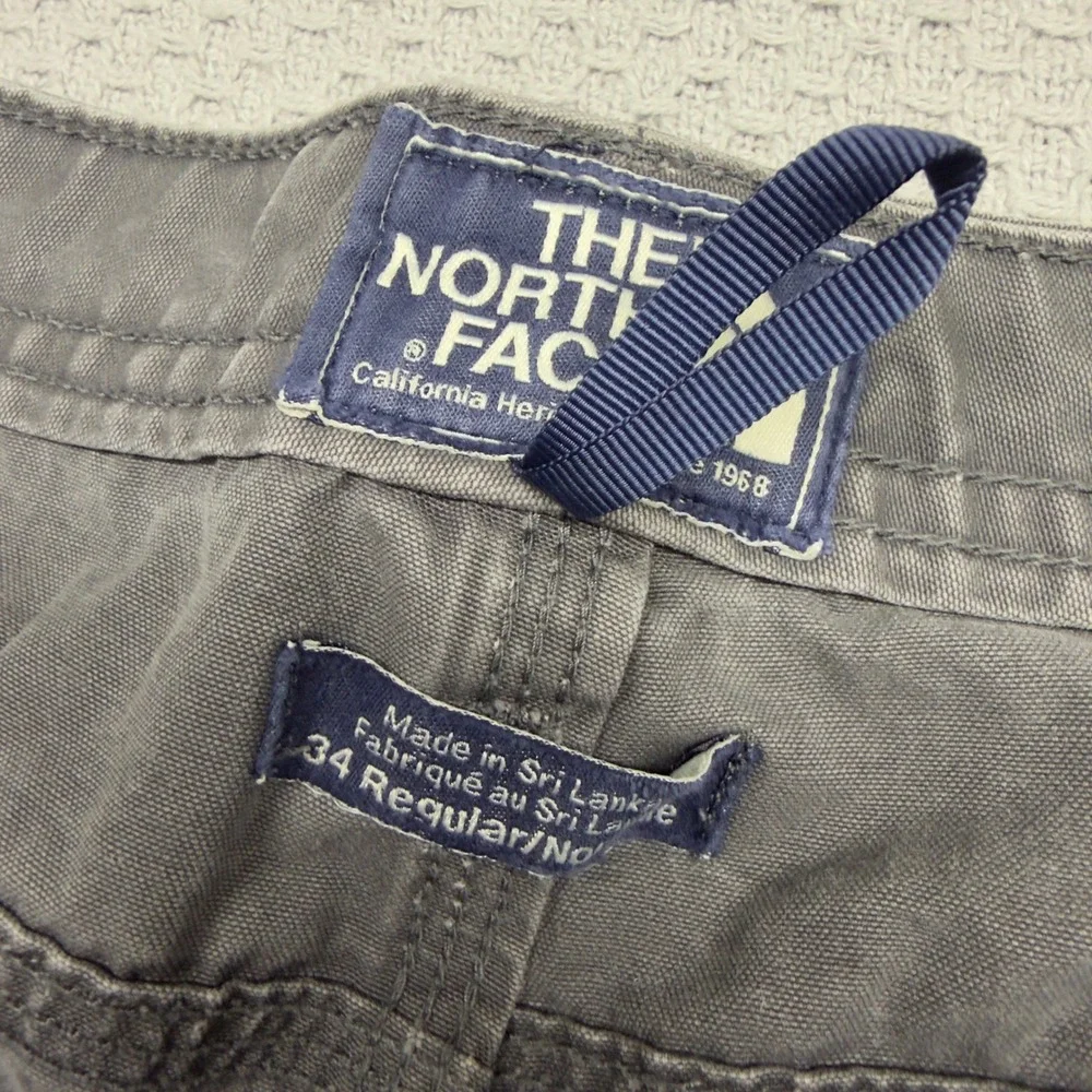 North Face Pants Mens 34x30 Gray Cotton Canvas Straight Leg Workwear Casual